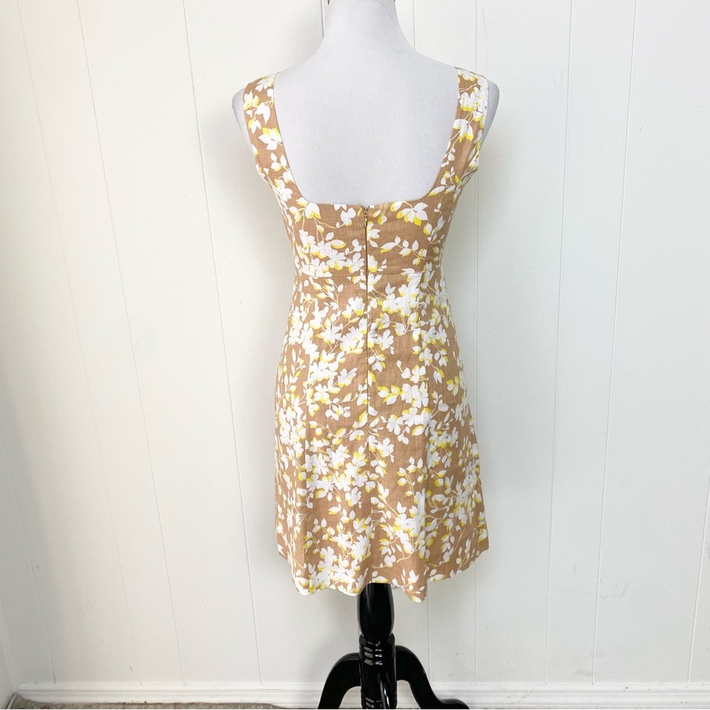 Draper James Brown White Yellow Floral Sleeveless Mini Dress size 0 - Picture 2 of 10